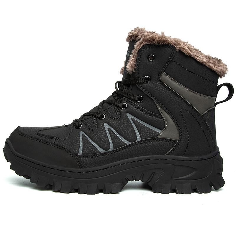 Autumn and winter new velvet thick-soled high-top snow boots rubber-soled off-road boots combat boots men's outdoor shoes