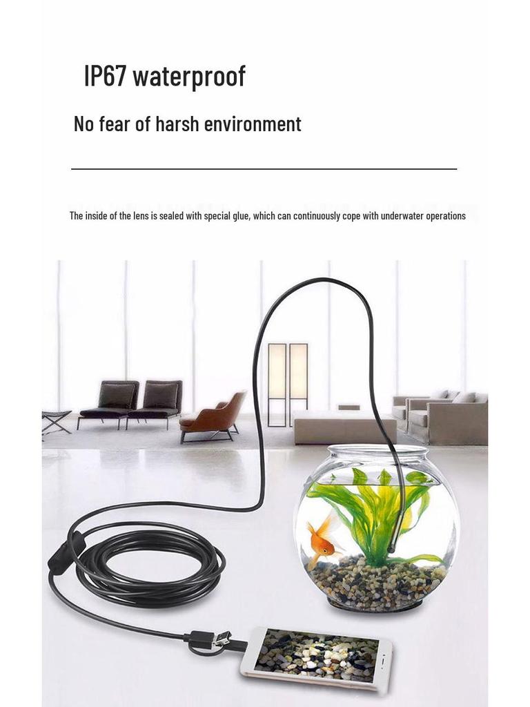 Cross-border 5.5/7mm 3-in-1 Endoscope for Industrial, Pipeline, Car, and AC Detection, Compatible with Mobile Phones (1-10M Range)