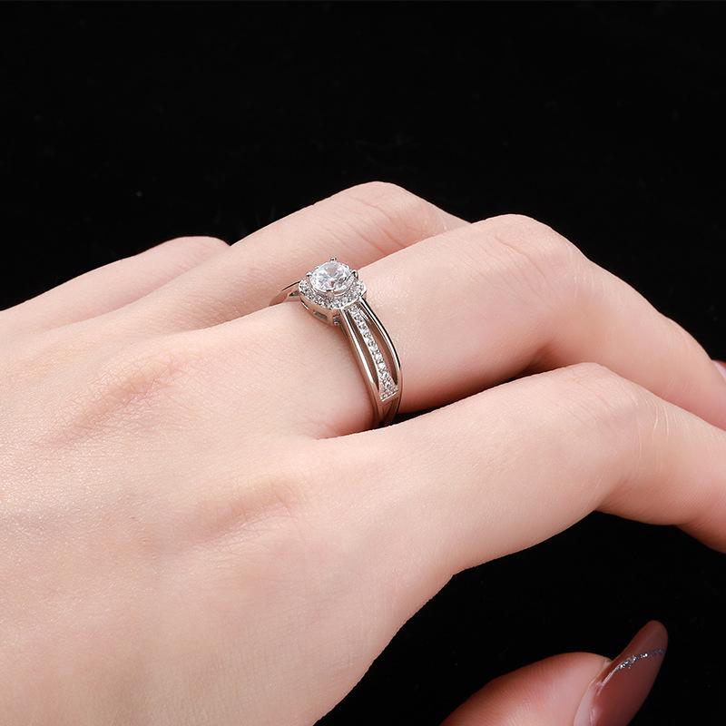 Tancise Women Classic 925 Sterling Silver  Zircon Ring Ladies Jewelry Wedding Promise Party Gift