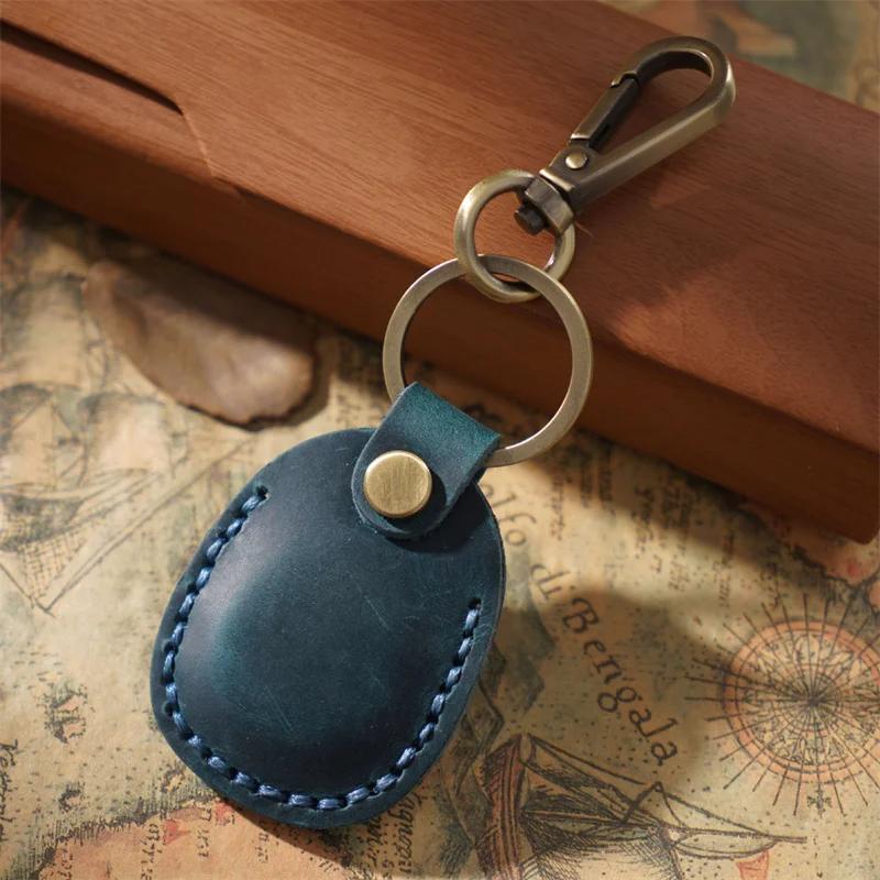 For Apple Air Tags Protective Case Retro High Quality Leather Keychain For Apple Anti-lost Tracker Locator Device Accessories