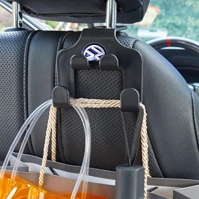 Car Stickers Double Head Hook Car Rear Seat Hanging Storage Holder Organizer For Volkswagen Tharu R T5 GTI Tiguan Passat R-Line