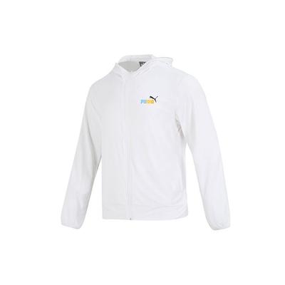 Puma Solid Color Letter Logo Print Knit Jacket Unisex Jackets White 678006-02