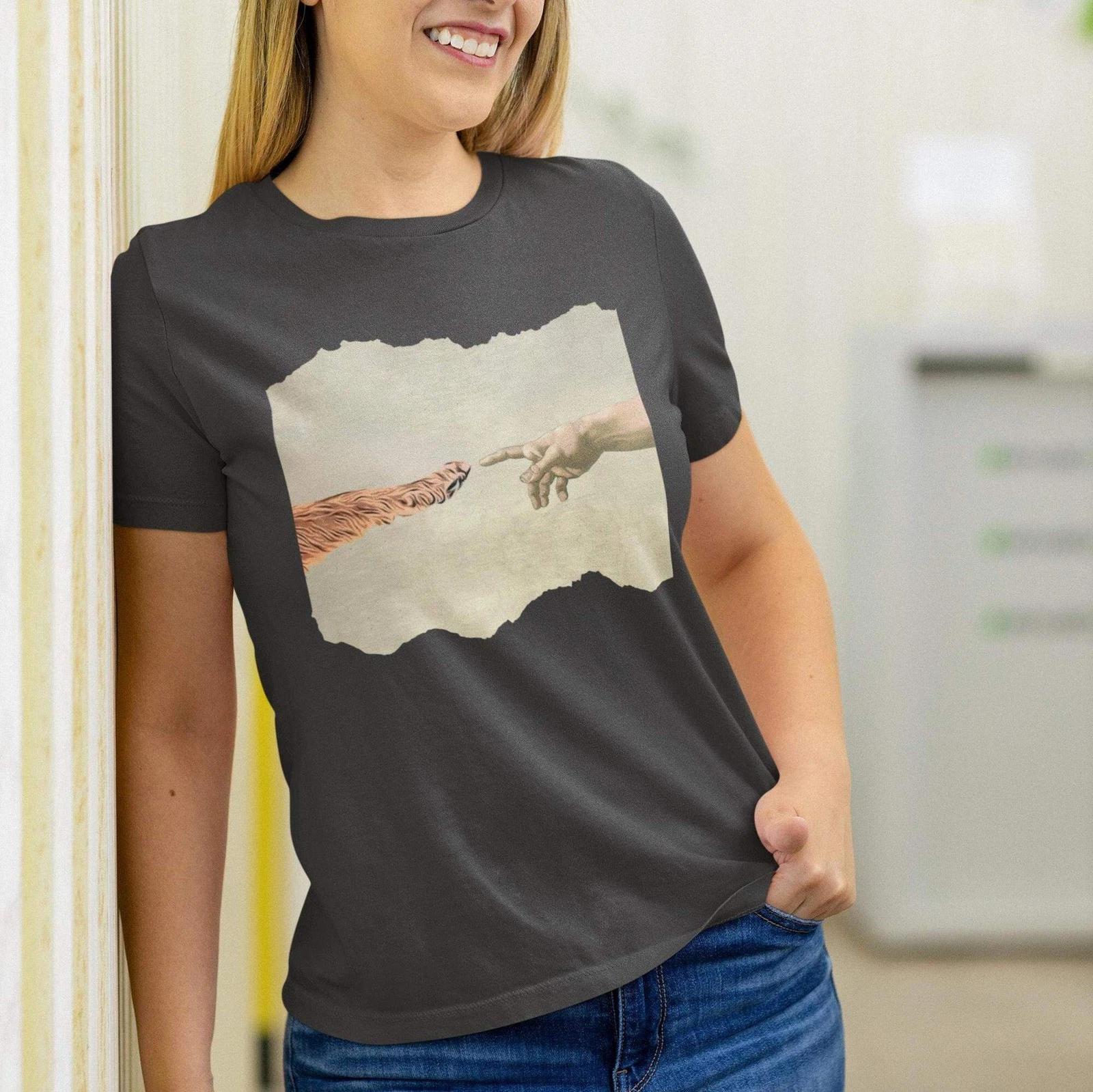 Dog Paw Creation of Adam Shirt - Animal Lover Gift for Dog Owners 4XL