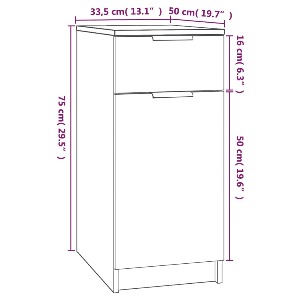 Office Cabinet Concrete Grey 33.5 x 50 x 75 cm Particleboard
