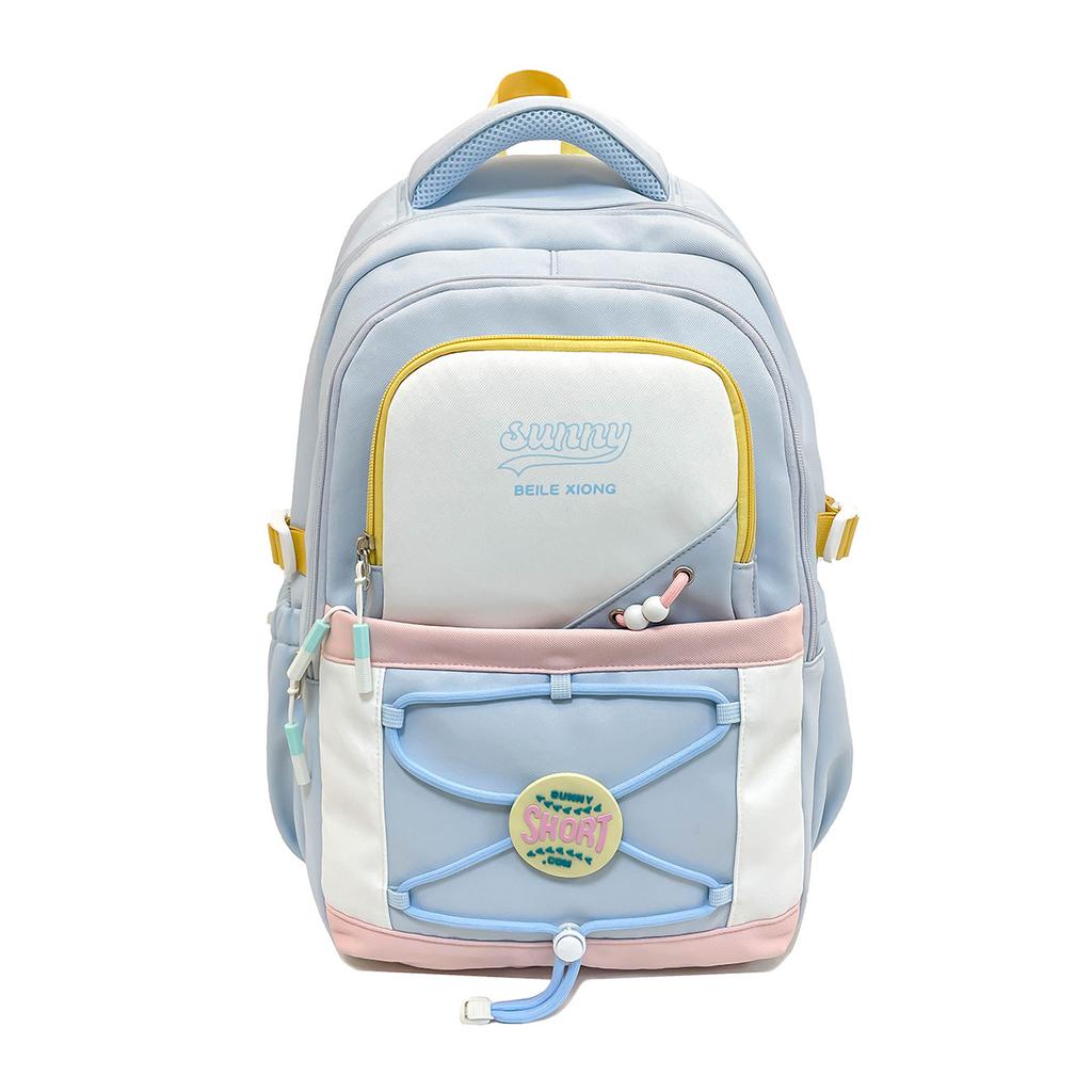 Schoolbag Student Schoolbag Contrast Color Mountaineering Small Bag Picnic Bag 1011 New Trendy Double Shoulder Bar Small Capacity Backpack 