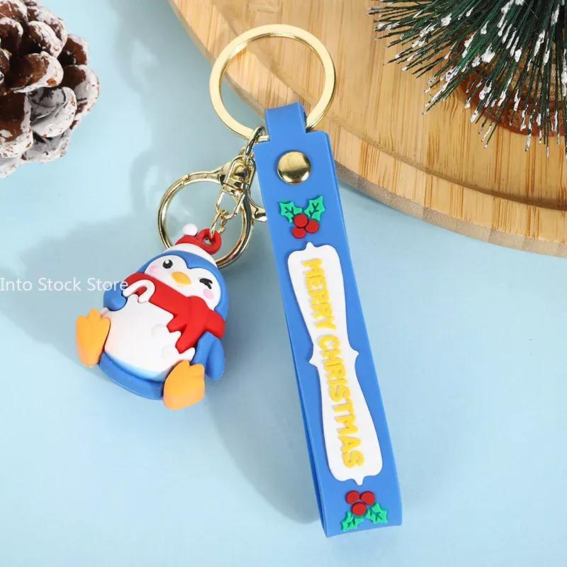 Cute Santa Claus PVC soft rubber key chain pendant cartoon snowman doll bag ornaments holiday gifts