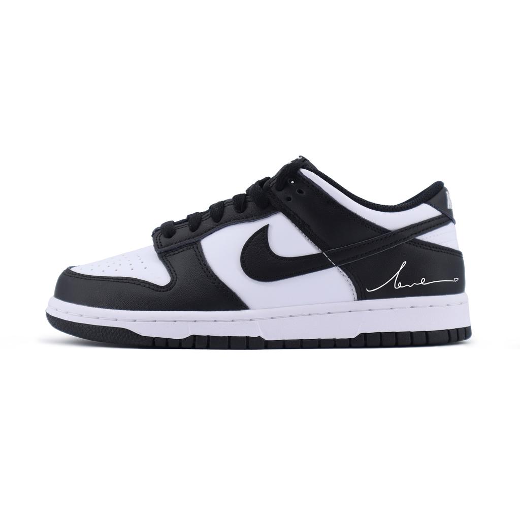Nike Dunk Slip Resistant Abrasion Resistant Low Top Skateboard Shoes Unisex Black White DD1391-100(Team1253-loveBOX)