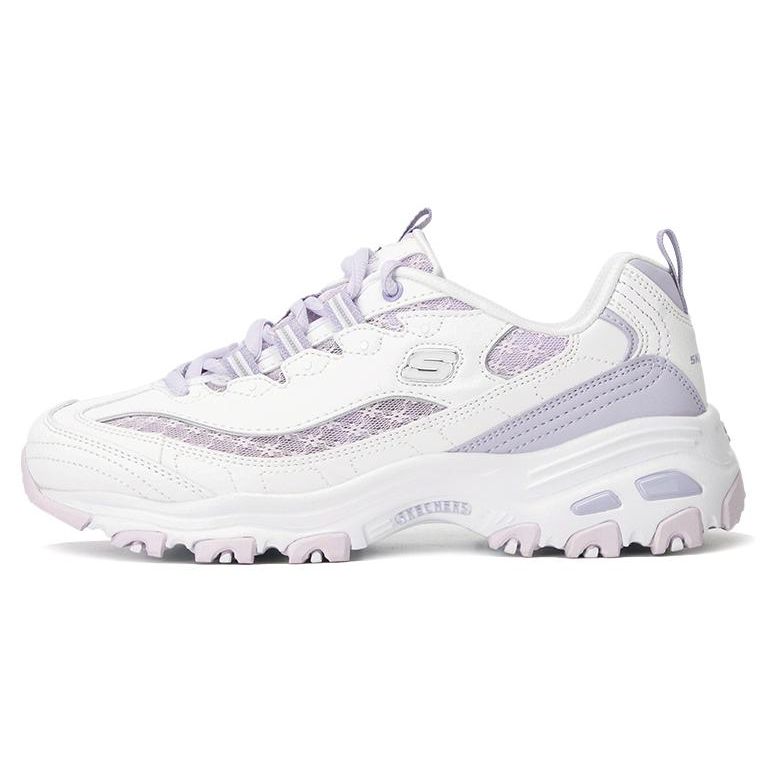 Skechers DLites 1.0 Mesh Comfortable Low-Top Dad Shoes Women sneaker White Purple 896235-WLV 35.5