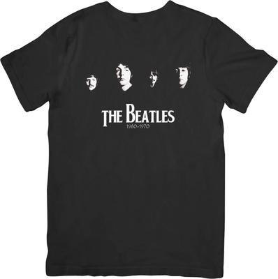 Camiseta de Algodón de Calidad Unisex The Beatles Music para Hombre y Mujer Negra