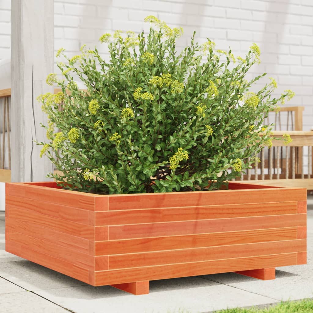 Plant Pot Wax Brown 70x70x26.5 Cm Solid Pine Wood