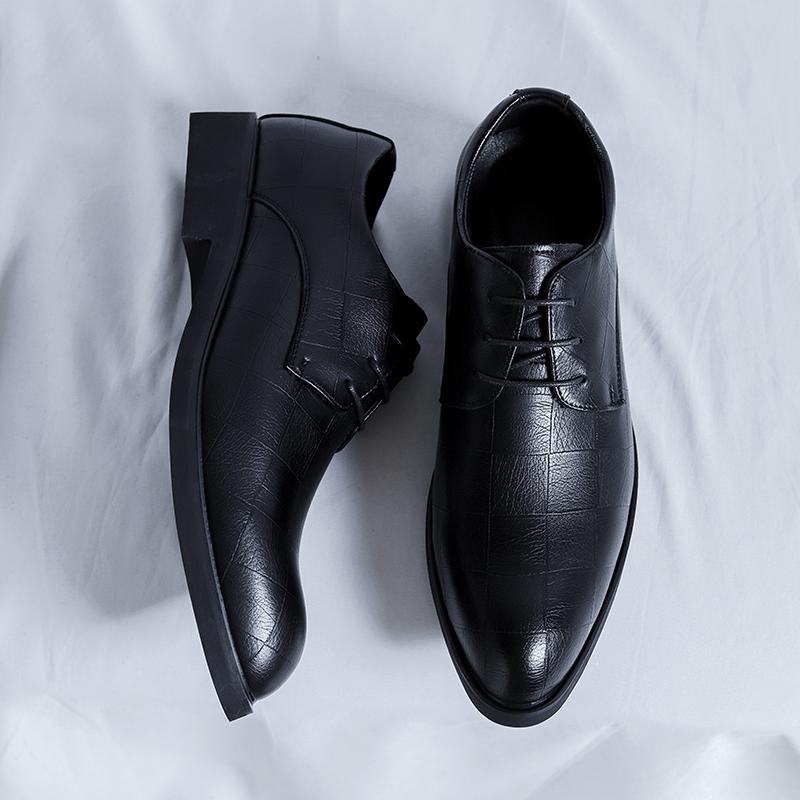 

Корейская версия остроносых универсальных кожаных туфель, брендовые мужские формальные оксфорды, деловые повседневные туфли для офиса, свадьбы 44 чёрный