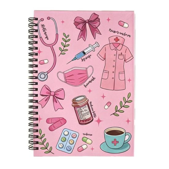 Cadeau pour Infirmière Professionnelle Carnet à Spirale Thème Médical, Conception à Double Couverture Papier Épais Résistant à l'Encre Bloc-notes Fournitures Scolaires, Carnet à Spirale
