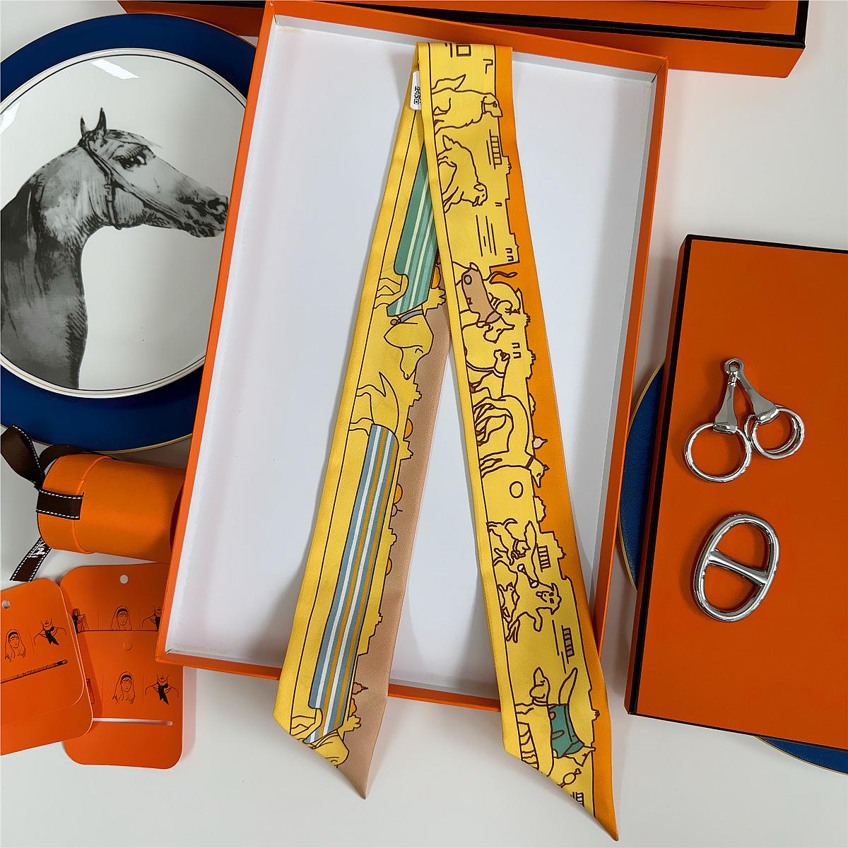 

Летний двухсторонний шарф из шелковой ленты Mulberry 2024 года, светло-серый твил 18 момми, универсальный браслет 86 x 5 cm