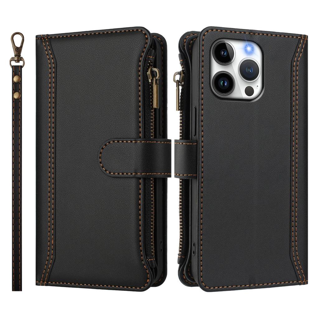 Leather Wallet Flip Case For Doogee N55 Plus N60 Pro Note 58 59 56 56x with Card Slots, Zipper Pocket, Crossbody Strap and Wristlet