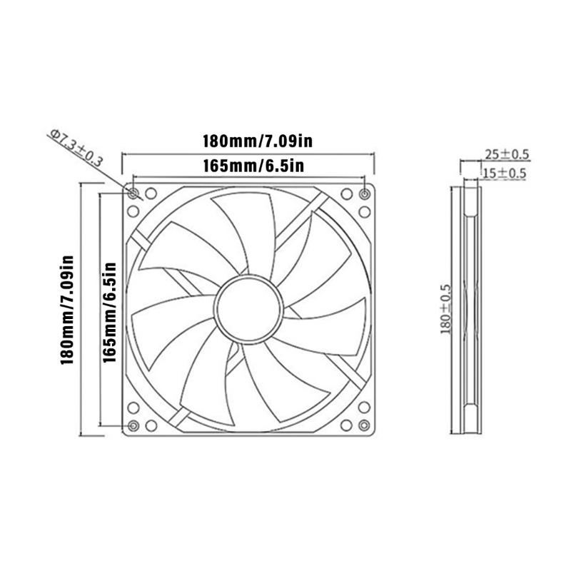 Quiet Operation PC Fan DC12V 18025 Fan Optimized 1500RPM Low Noise for Quiet Work Spaces and 1500R Efficient Cooling