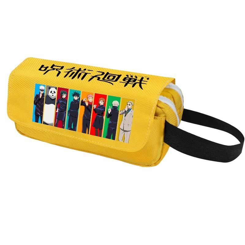 Anime Jujutsu Kaisen Pencil Case Double Zipper Large Capacity Canvas Stationery Organizer Students