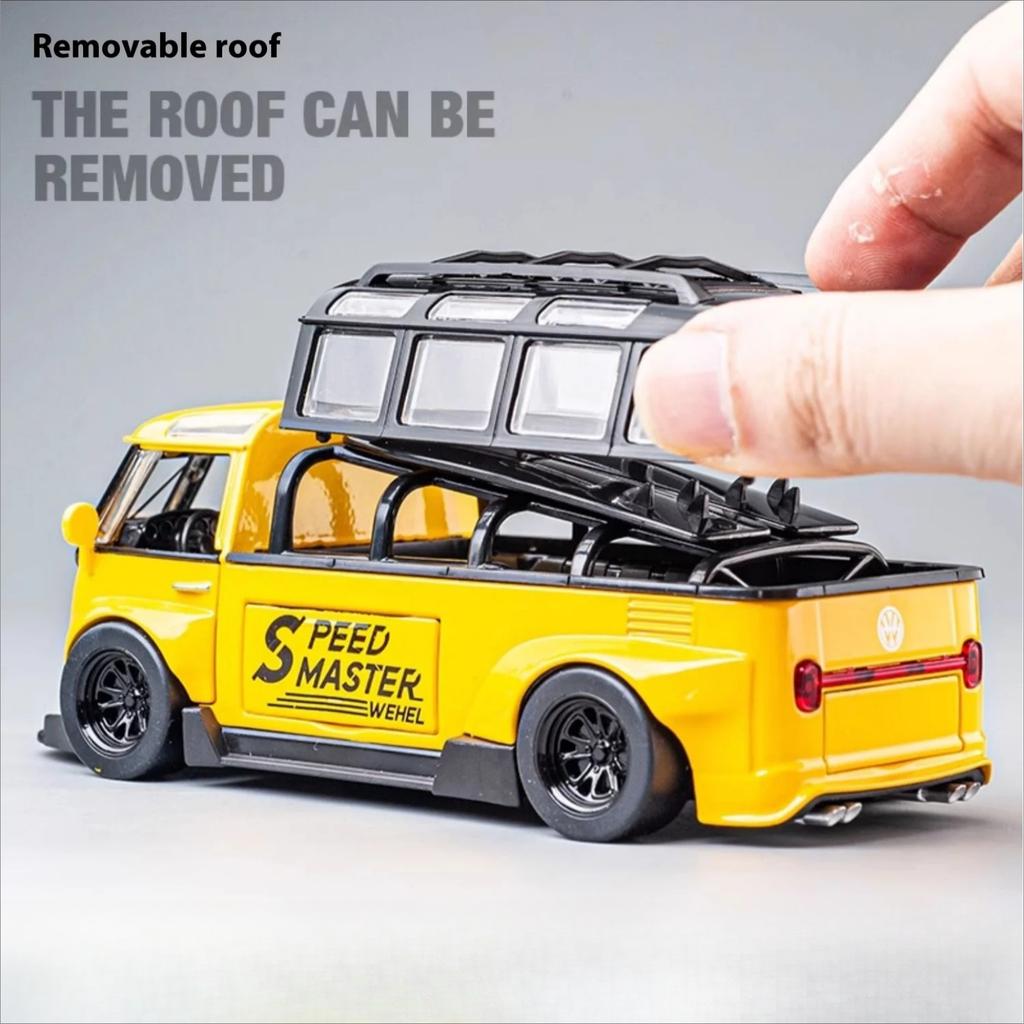 1/32 Scale T1 Bus Zinc Alloy Car Model, Simulated Sound and Light Children's Toys, Boys' Holiday Gift Car Model Ornaments