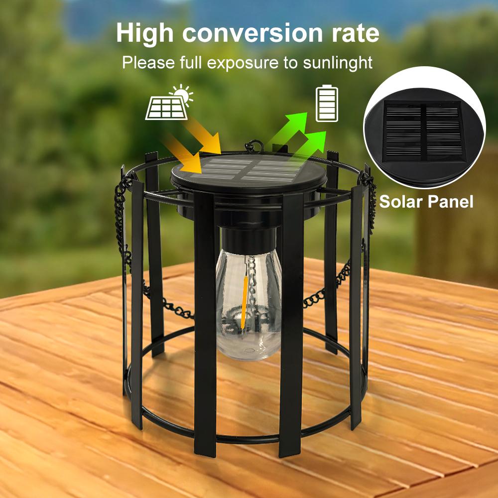 Metal Solar Lanterns Outdoor Waterproof Upgraded Bright Hanging Solar Lights with Strong Hook Pathway Yard Patio Garden Decor