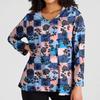 Modisches lässiges Langarm-Oberteil für Damen in Übergröße mit Blumenprint Übergröße Blumenprint-Oberteil
