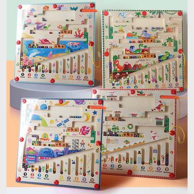 Montessori Magnetic Color and Number Maze Wooden Activity Board Learning Puzzle Counting Matching Toys for 4 5 6 Years Old