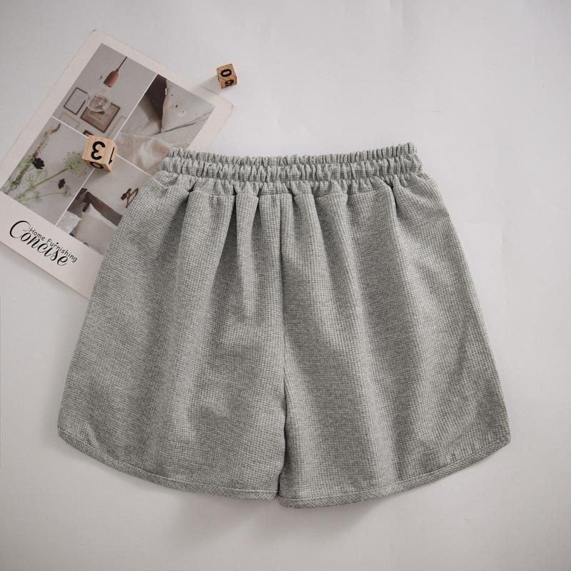 Waffle Sports Casual Shorts Women's Summer Thin Korean Version of The New High Waist Home Straight Cylinder Wide Legs