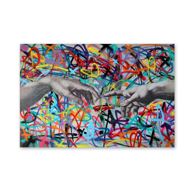 

Граффити Искусство Рука Бога Картины на холсте Абстрактные постеры и принты Настенные художественные картины для гостиной Украшение дома 21x30cm No Framed