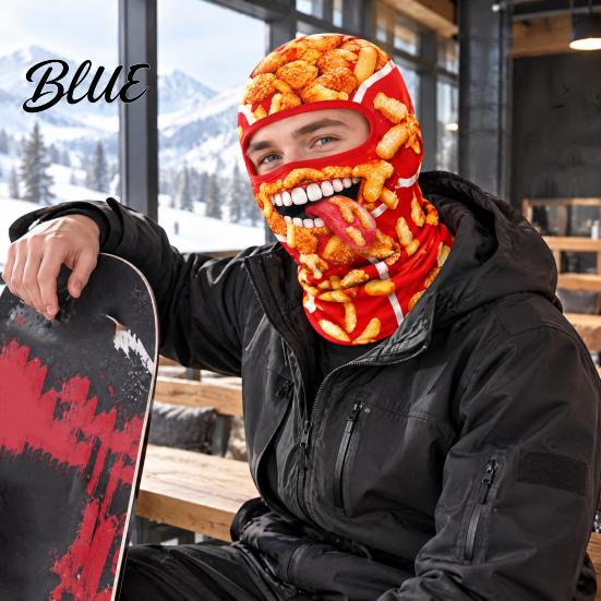 Cold Weather Face Mask Hamburger Print Skii for Winter French Fries Chicken Fastfood Cycling Guard Pattern Neck Gaiter Balaclava Velvet Full