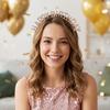 Glitter HAPPY BIRTHDAY Headband Metal Hair Accessories Crystal Birthday Tiaras Rhinestone Princess Hairbands Adult Girl