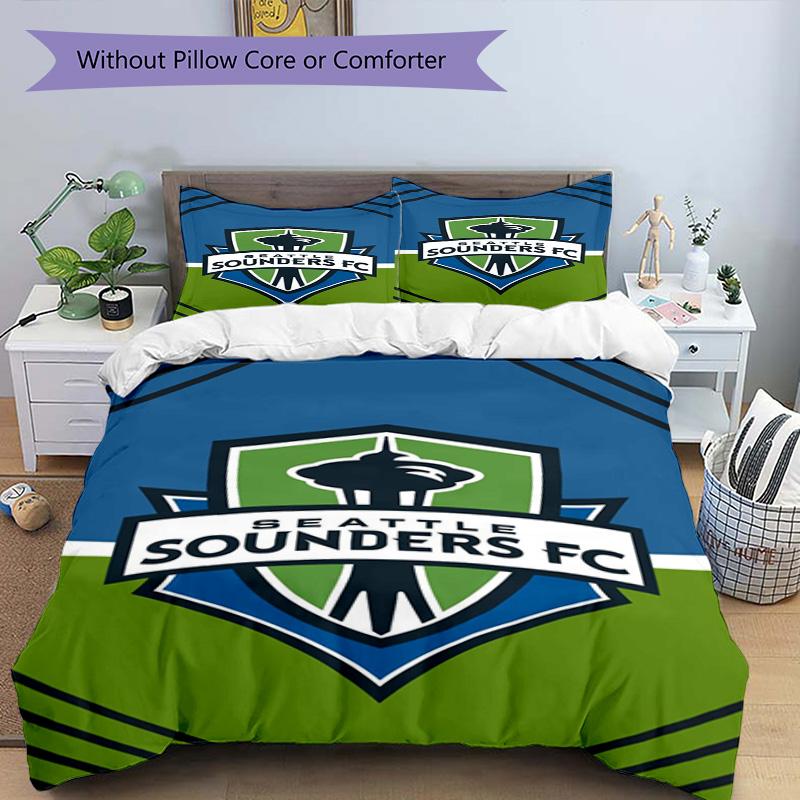 Seattle Sounders FC Printed Pattern Duvet Cover Set – includes 1 duvet cover and 2 matching pillowcases Bedroom decor Christmas gifts