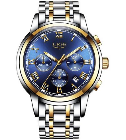 Man Watch LIGE Top Brand Luxury Casual Sport Chronograph Watches for Men Waterproof Fashion Full Steel Quartz Clock Reloj Hombre