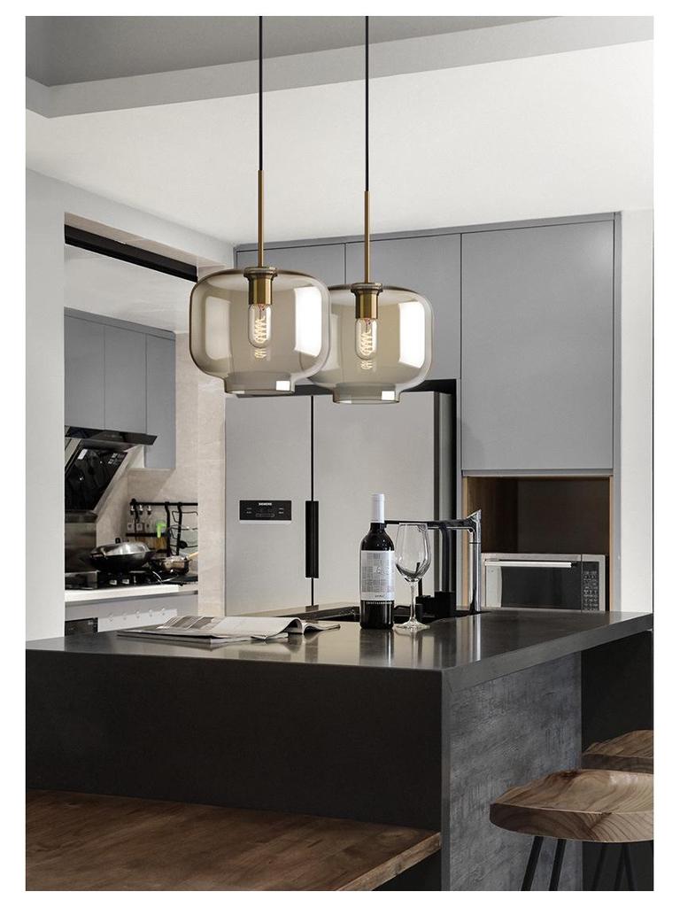 Nordic Industrial Glass Pendant Light for Cafe/Bar