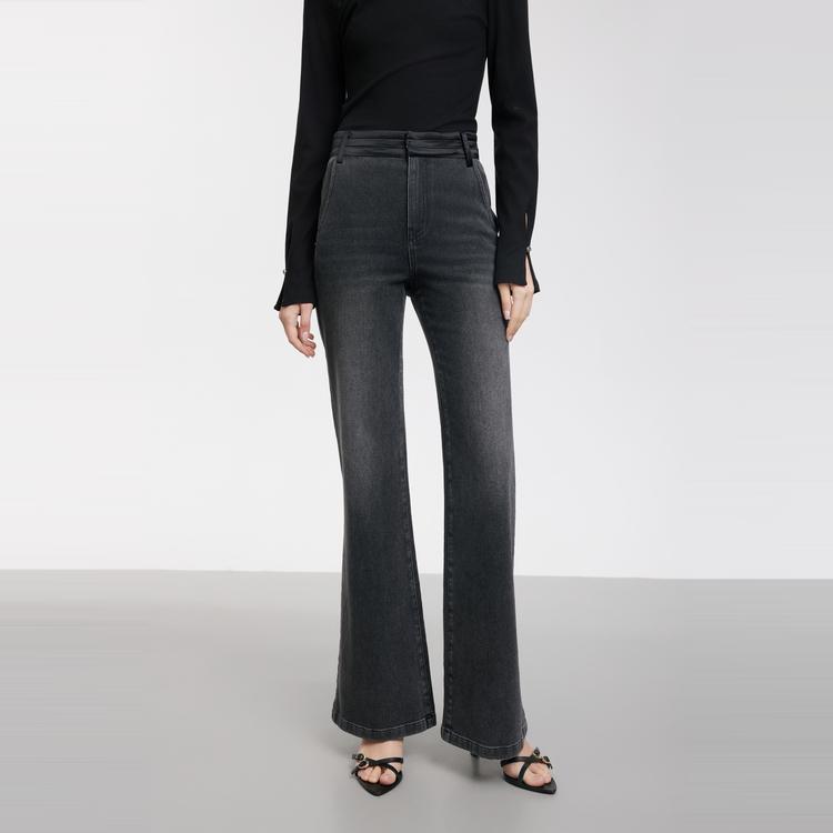 Elle Zipper Flared Natural Waist Jeans Women jeans Black L8CQF066