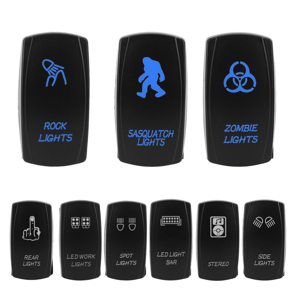 SPST Carling Switch Car Boat Truck Rocker Switch 1pc 5 Pin Marine Switch 12V 24V ON-OFF Blue LED Waterpoof