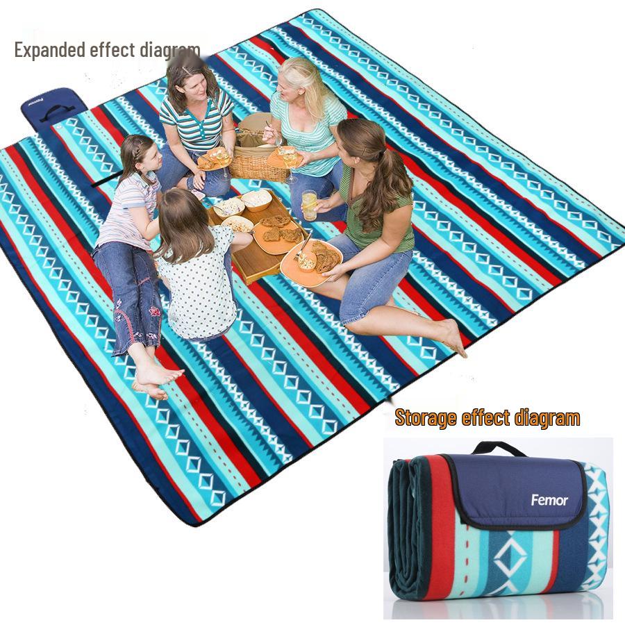 Ethnic Style Waterproof Suede Picnic & Camping Mat with Aluminum Foil Moisture Barrier