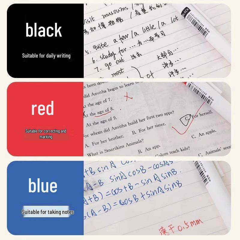 12-Pack Neutral Pens: Blue, Red, Black, Blue-Black, Push-Button, Ideal for Elementary School Exercises [New User Bonus: $0.01]
