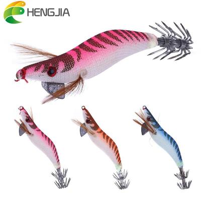 1 stück 7,8g/8,2 cm Hengjia Lebensechte garnelen Köder Leuchtenden Tintenfisch Jig mit Kreis Haken