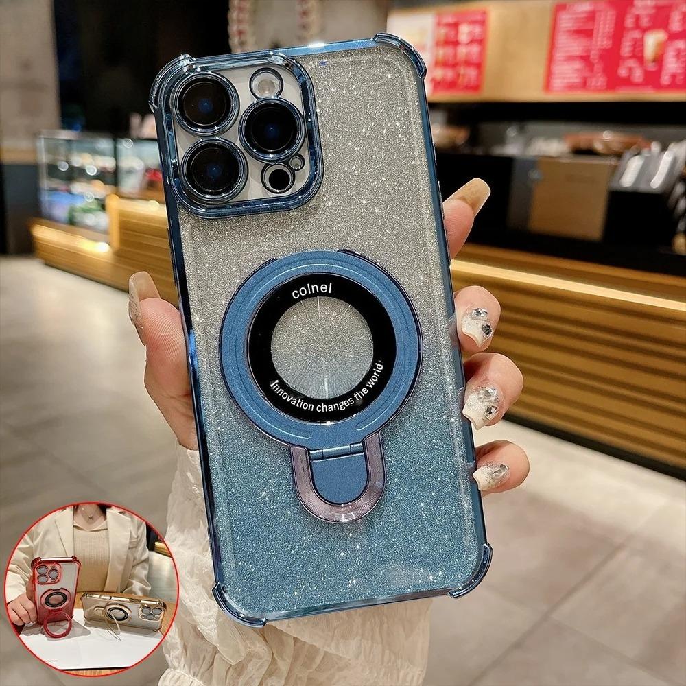Luxury Magnetic Glitter Phone Case For Xiaomi 14T 13T 12T Pro 14 15 Ultra 11 Lite 5G NE 15 12S 12X Bracket Protective Cover