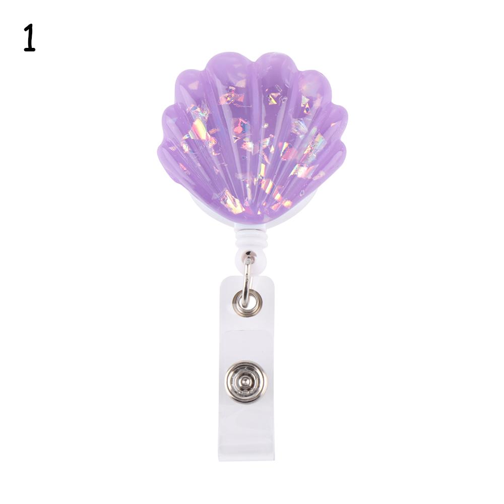 New Shell Shape Resin Pull Name Id Card Badge Reel Holder Nurse Badge Reel Clip Retractable Exhibition Chest Card School Supply