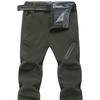 Plus Size Men's Gothic Softshell Windproof Fleece-Lined Stretch Pants