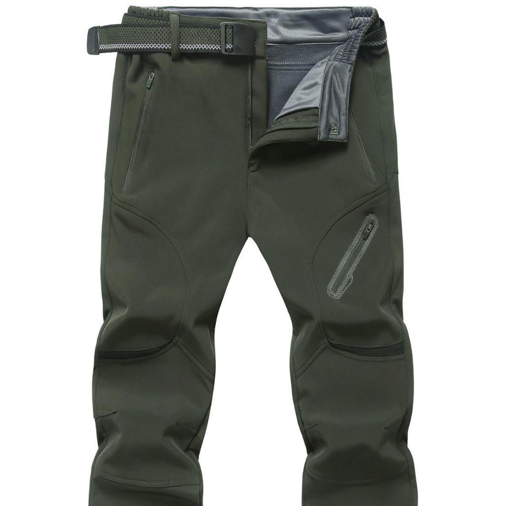 Plus Size Men's Gothic Softshell Windproof Fleece-Lined Stretch Pants