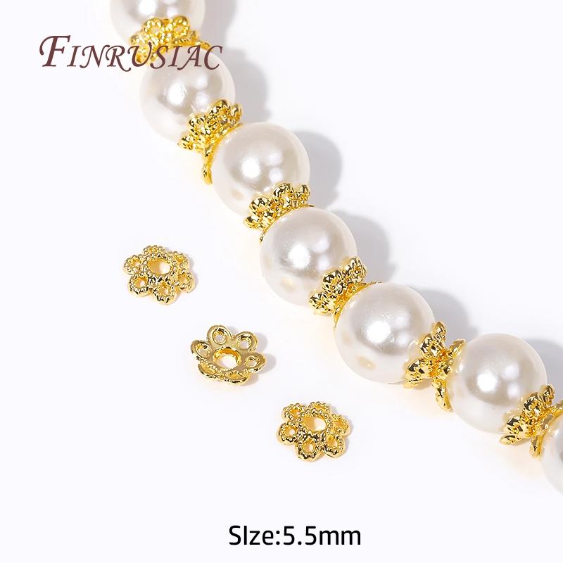 

18K Gold Plated Flower Beads Caps For Bracelets Making,Brass Metal Filigree Beads Caps For DIY Beading Jewelry Accessories 100 PCS
