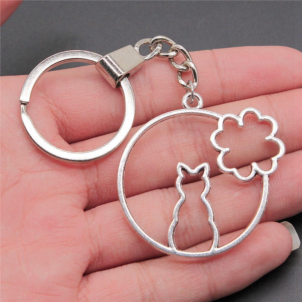Cat Dog Rabbit Cute Pets Trio Antique Bronze Metal Keychain Best Seller Gift for Animal Lovers