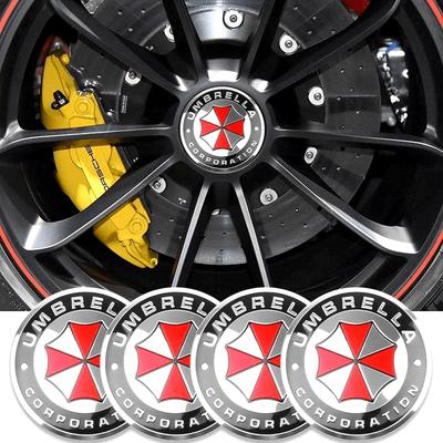 4 Stück 56mm 3D Umbrella Corporation Emblem Auto Radmitte Nabenkappe Felgenaufkleber Aufkleber für alle Autos