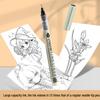 High-Capacity Black Waterproof Fine Liner Brush Pen for Students & Artists