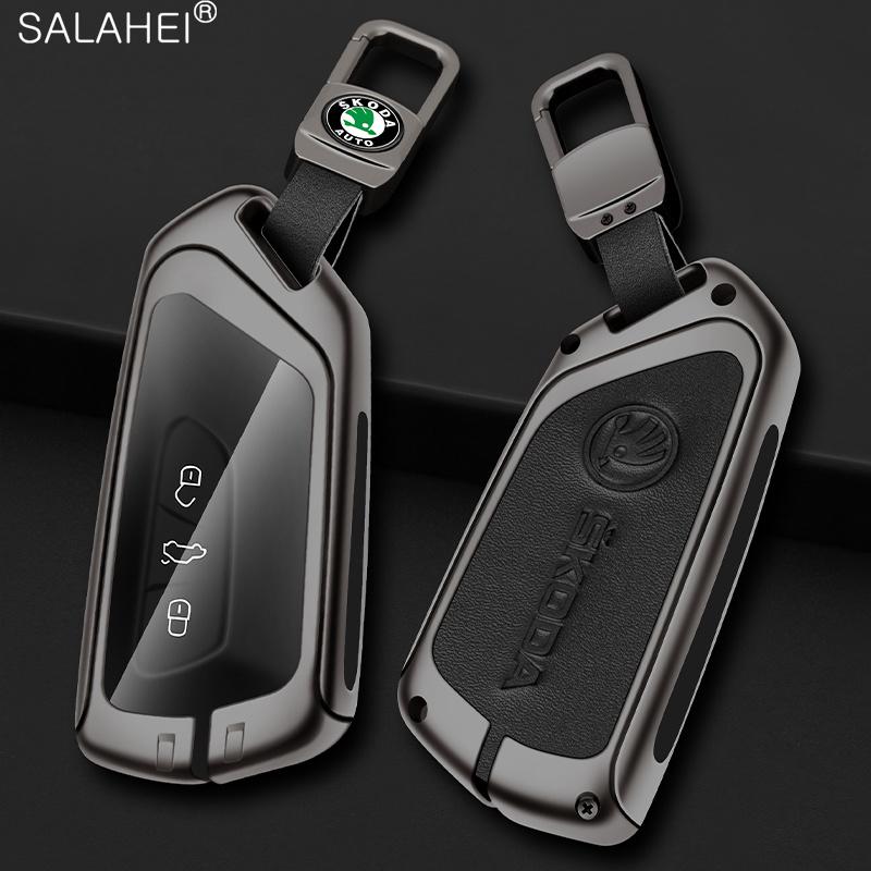 Zinc Alloy Car Smart Remote Key Case Bag Cover Protector Holder Shell For Skoda Octavia 4 8 A8 2020 2021 Keychain Accessories EH4