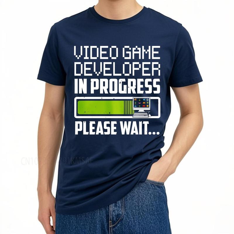 Big size summer For him tshirt Video Game Developer In Progress Please Wait Short Sleeve Relaxed Fit Crew Neck tops