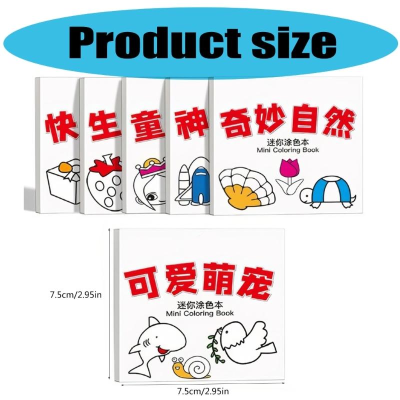 6 Pcs Kids Drawing Book Children's Coloring Books Lovely Picture Book Doodling Book Cartoon Animal Painting Book