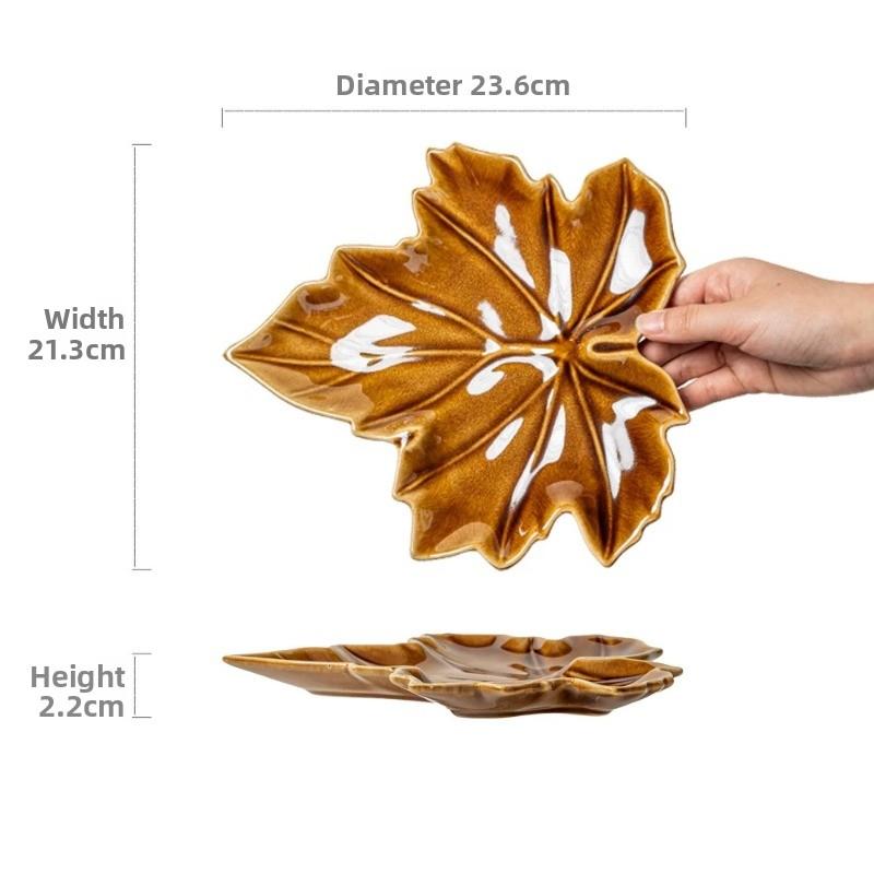 

BEPAN Irregular Maple Leaf Shape Ceramic Plate Decorative Serving Dish for Hotel Home Use Creative Fruit Plate Tableware