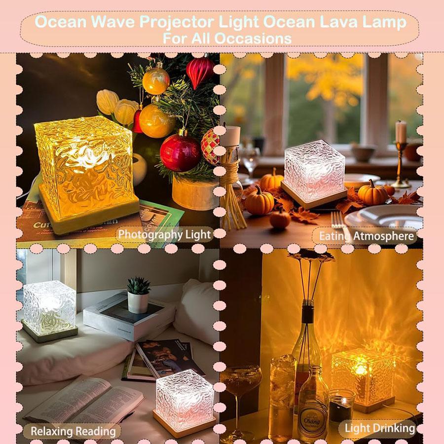 Night Light Projector Cube Light, Luminor the Cube Lamp, Corded Ocean Lamp, Northern Lights Projector Lights with 16 Colors and Dynamic Ripple Effect