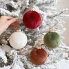6Pcs Christmas Ball Ornaments Flocking Rustic Distressed Hanging Balls with Loop Farmhouse Xmas Decoration